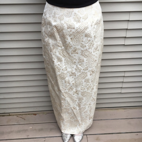 NWT Lawrence Kurtz gold-cream elegant maxi skirt - Picture 1 of 5